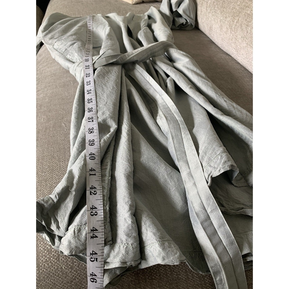 VTG Icy Muted Blue 100% Thai Silk Handwoven Lounge Old Money Quiet Luxury Unisex - Picture 11 of 12
